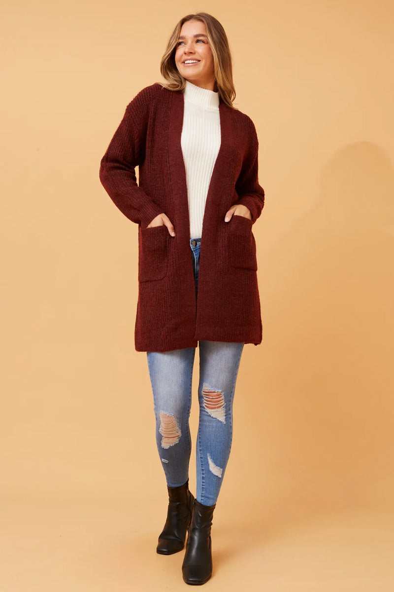 Caroline Morgan Solid Knit Cardigan