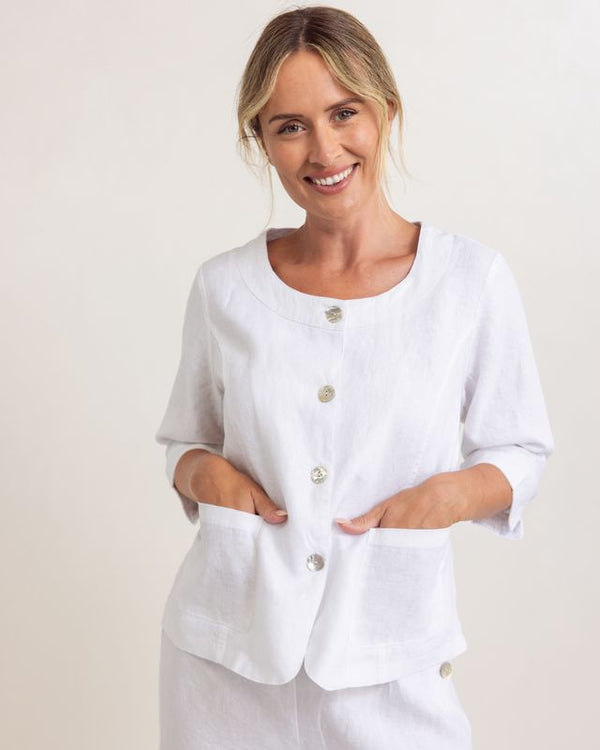 See Saw 100% Linen Utility Jacket