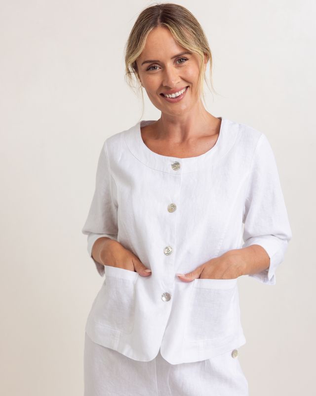 See Saw 100% Linen Utility Jacket