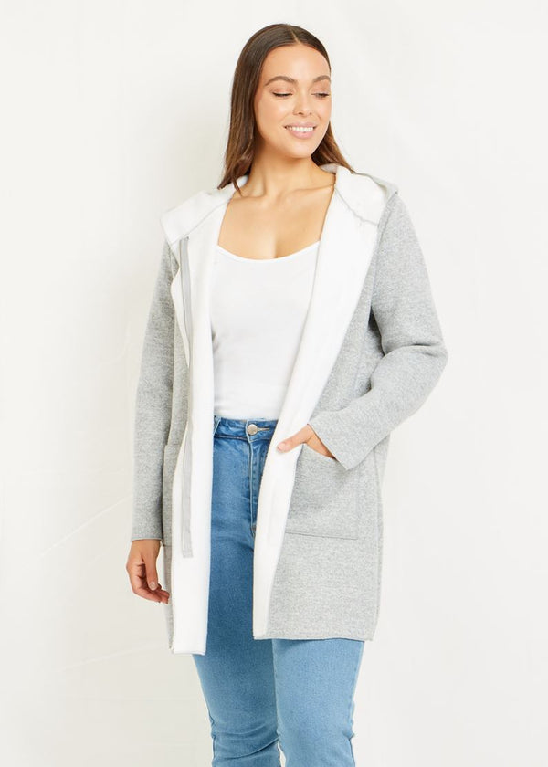 Caroline Morgan Zip Front Hooded Jacket