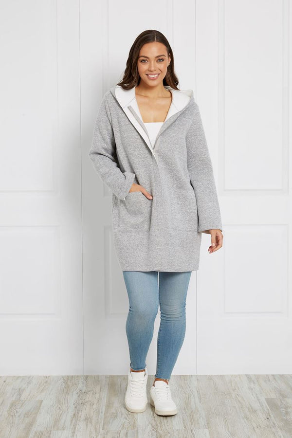 Caroline Morgan Zip Front Hooded Jacket