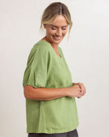 See Saw 100% Linen V Neck Swing Top