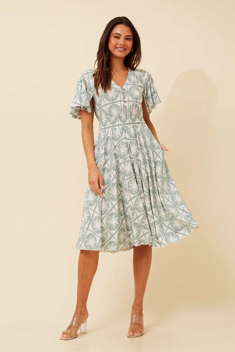 Caroline Morgan Ruffle Sleeve Dress