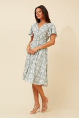 Caroline Morgan Ruffle Sleeve Dress