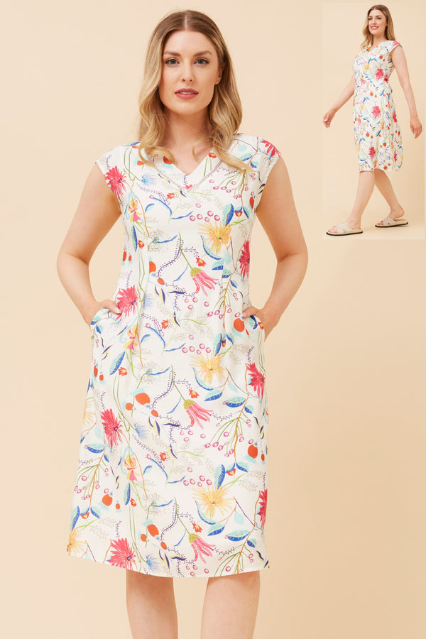 Caroline Morgan Floral Print Dress