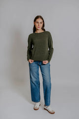 Fields Crew Neck Cable Trim Merino Blend Jumper
