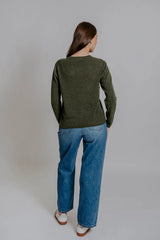 Fields Crew Neck Cable Trim Merino Blend Jumper