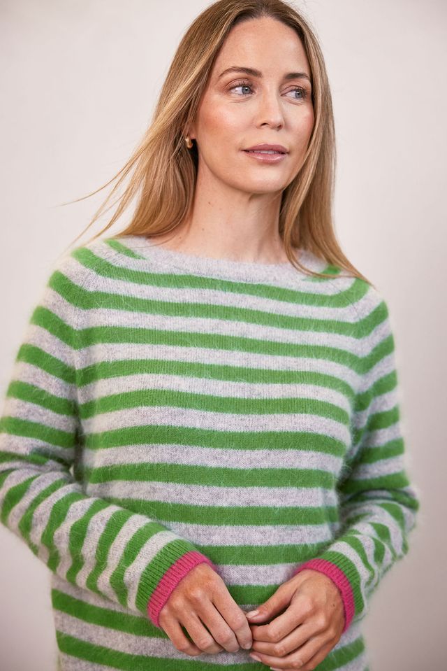 See Saw Angora/Nylon Stripe Crew