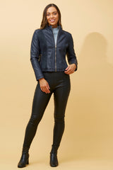 Caroline Morgan Vegan Leather Biker Jacket