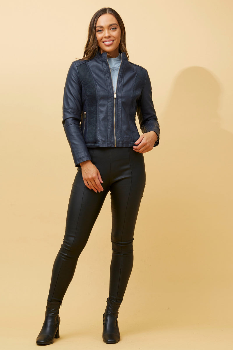 Caroline Morgan Vegan Leather Biker Jacket