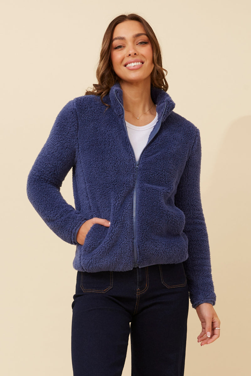 Caroline Morgan Zip Fluffy Jacket