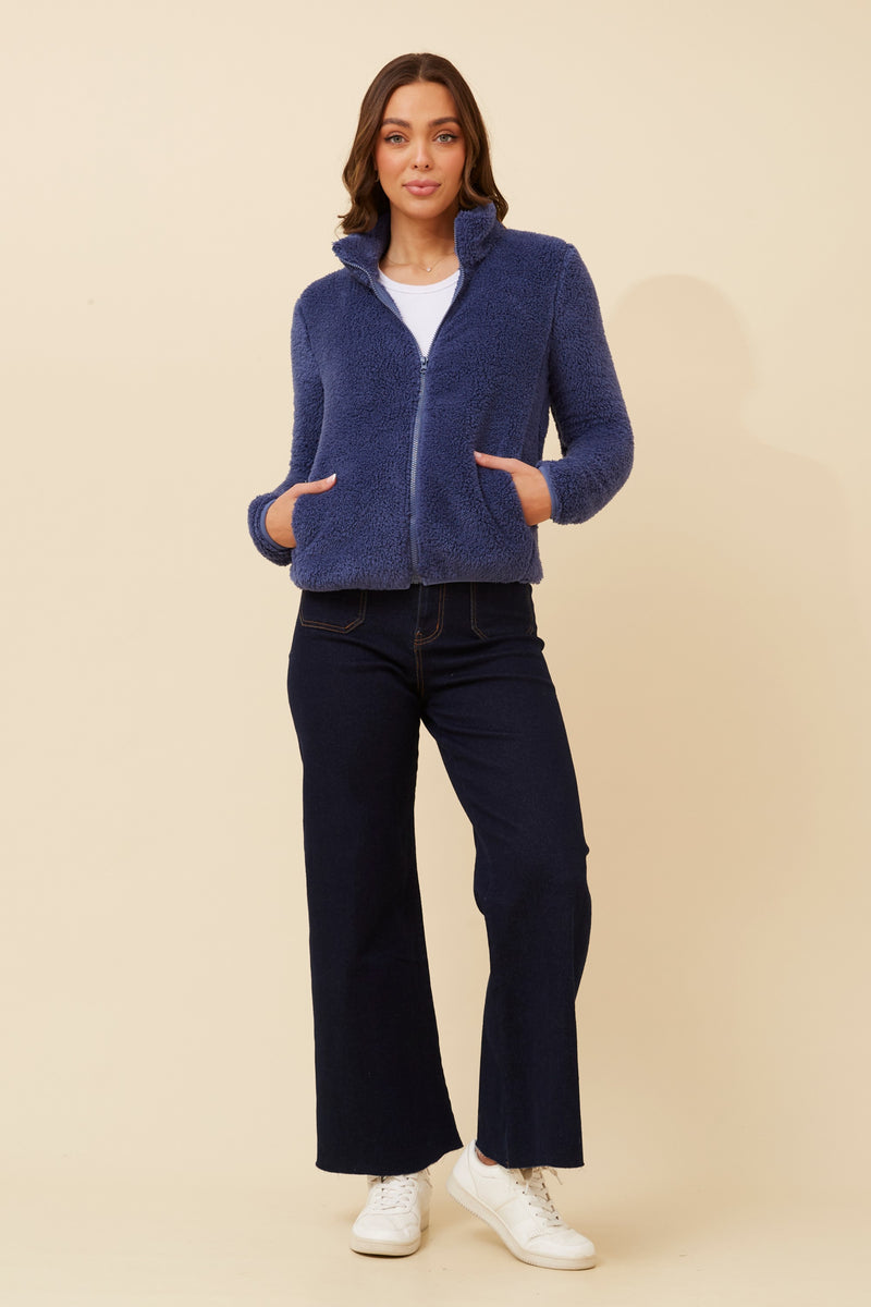 Caroline Morgan Zip Fluffy Jacket