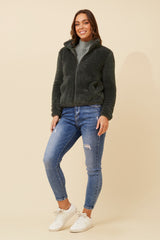 Caroline Morgan Zip Fluffy Jacket