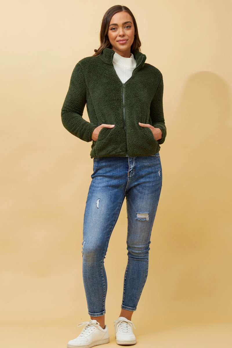 Caroline Morgan Zip Fluffy Jacket