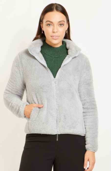 Caroline Morgan Zip Fluffy Jacket