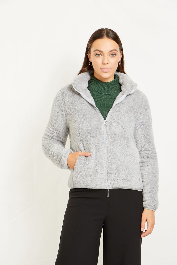 Caroline Morgan Zip Fluffy Jacket