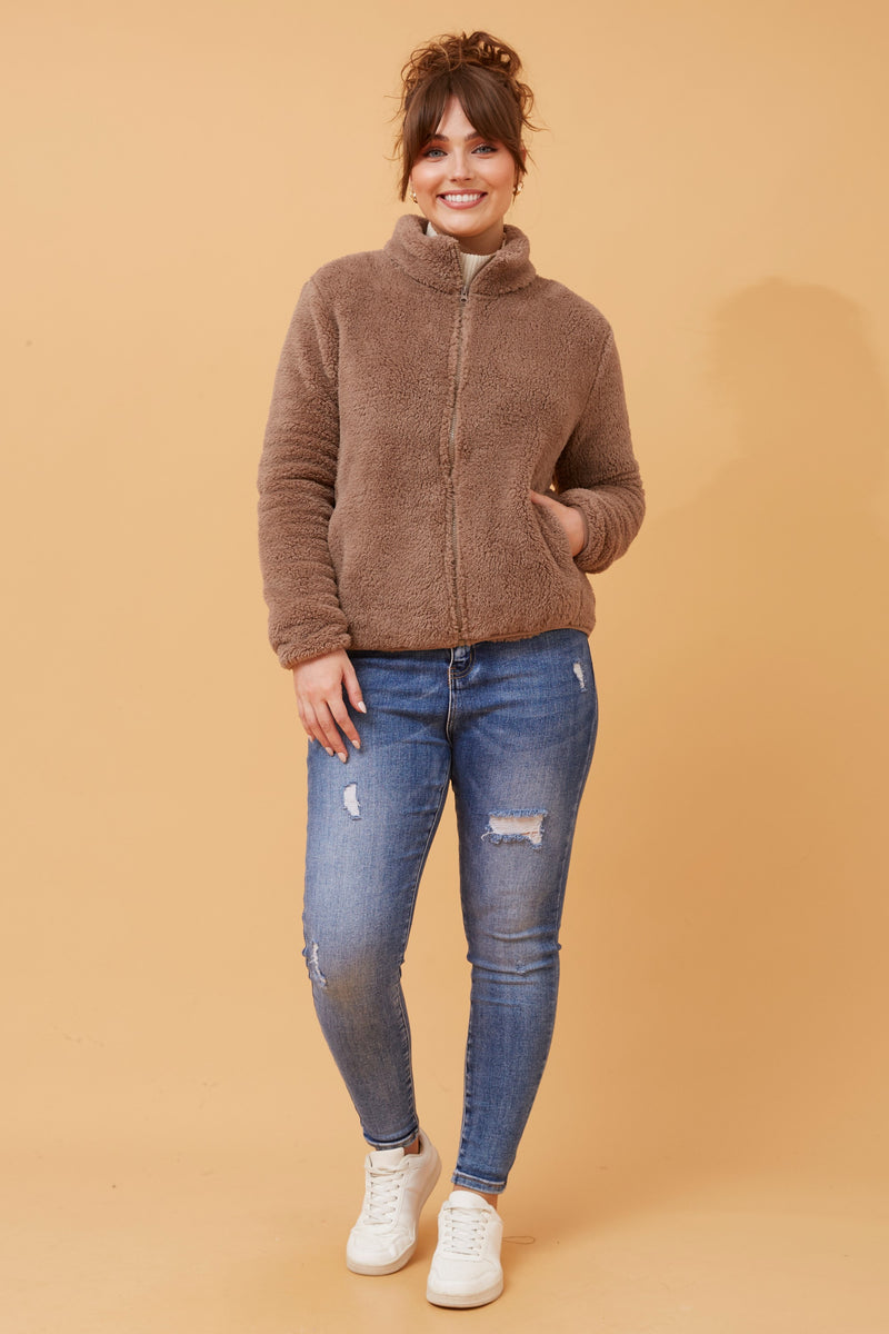 Caroline Morgan Zip Fluffy Jacket