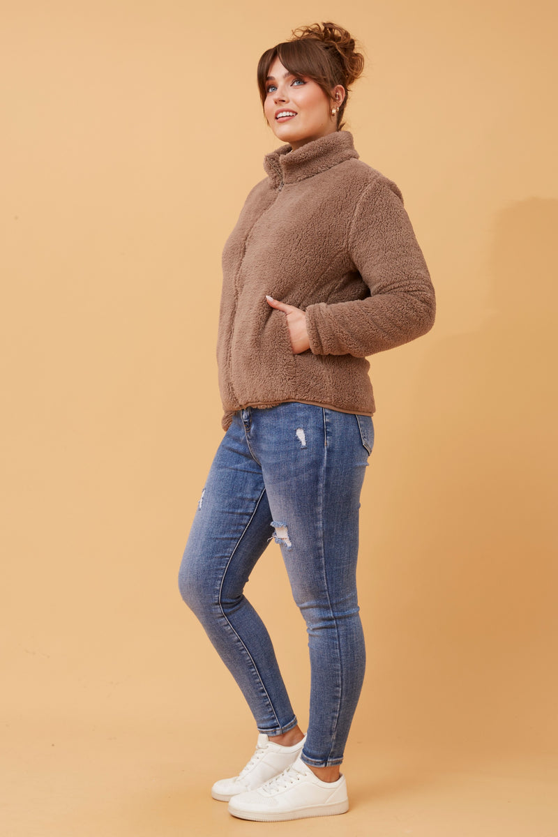 Caroline Morgan Zip Fluffy Jacket