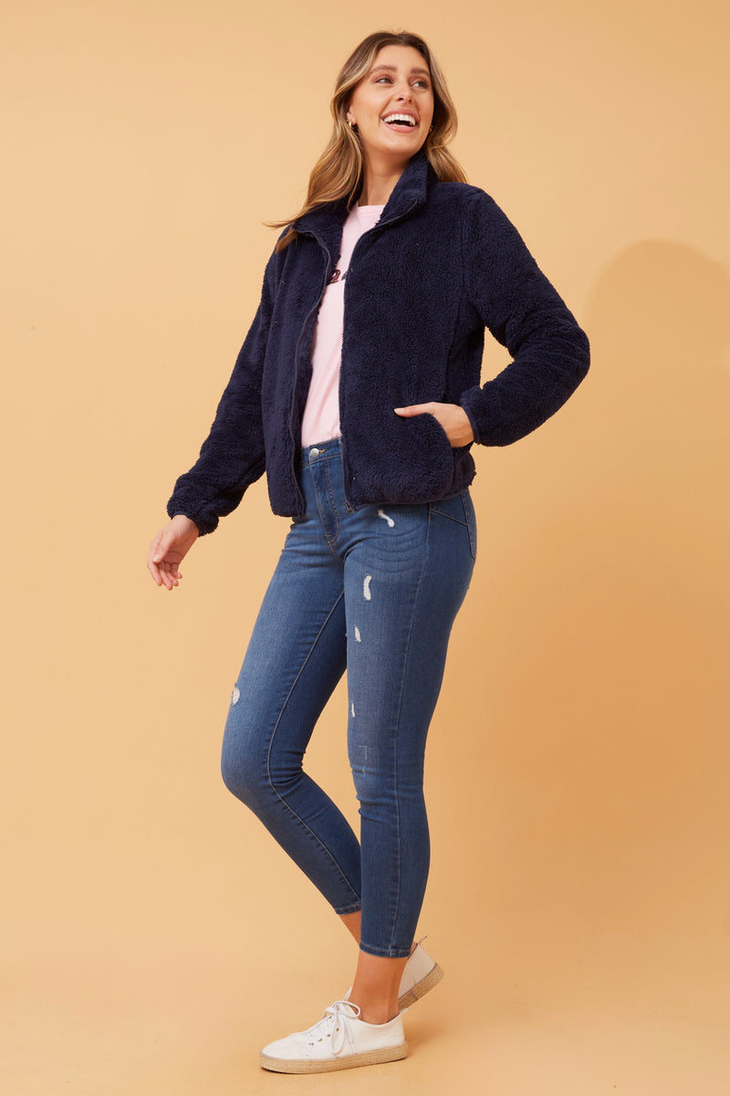 Caroline Morgan Zip Fluffy Jacket
