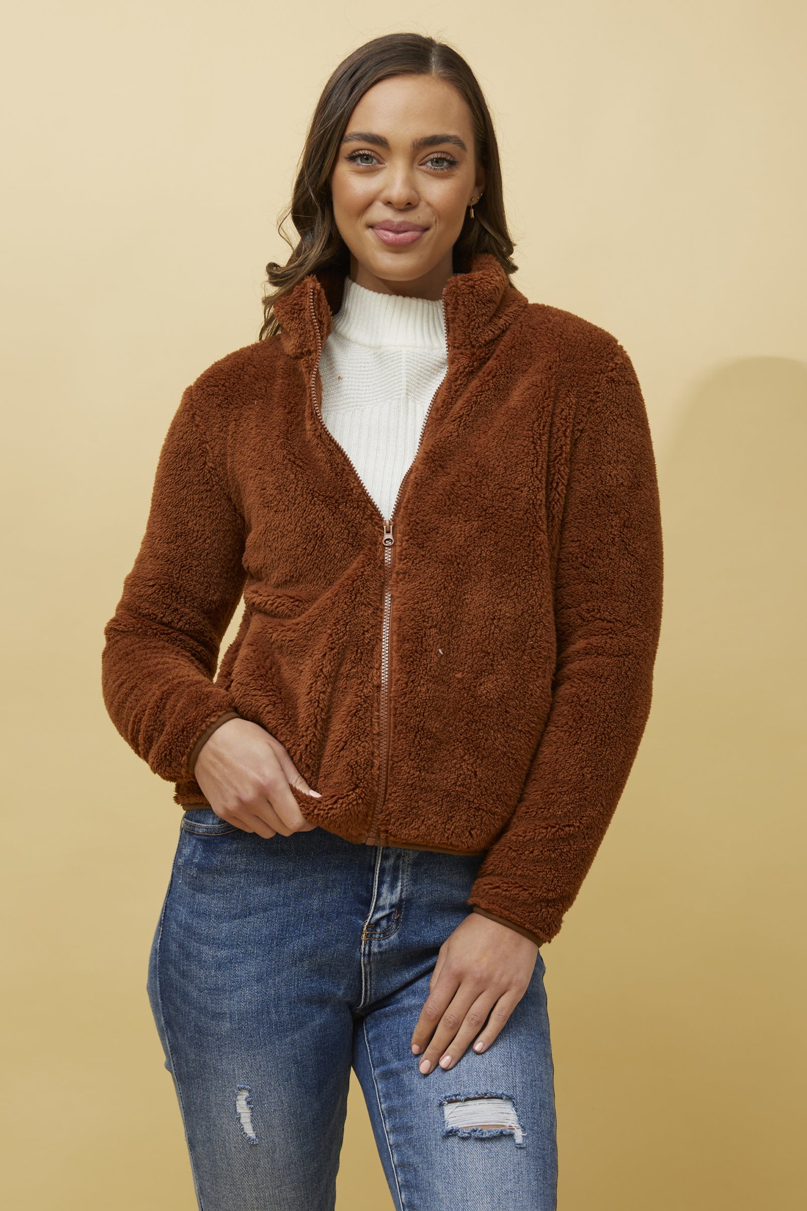 Caroline Morgan Zip Fluffy Jacket – MODA In Fashion