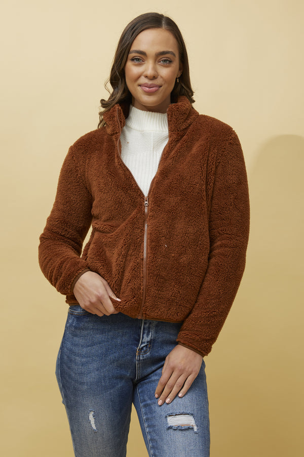 Caroline Morgan Zip Fluffy Jacket