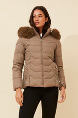 Caroline Morgan Puffer Jacket with Detachable Fur