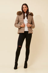 Caroline Morgan Puffer Jacket with Detachable Fur