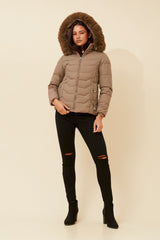 Caroline Morgan Puffer Jacket with Detachable Fur