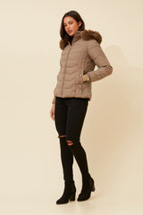 Caroline Morgan Puffer Jacket with Detachable Fur