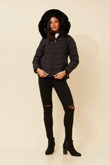 Caroline Morgan Puffer Jacket with Detachable Fur