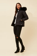 Caroline Morgan Puffer Jacket with Detachable Fur