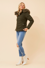 Caroline Morgan Puffer Jacket with Detachable Fur