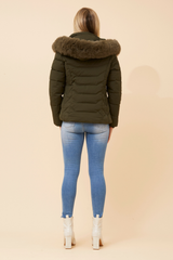 Caroline Morgan Puffer Jacket with Detachable Fur