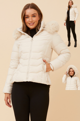 Caroline Morgan Puffer Jacket with Detachable Fur