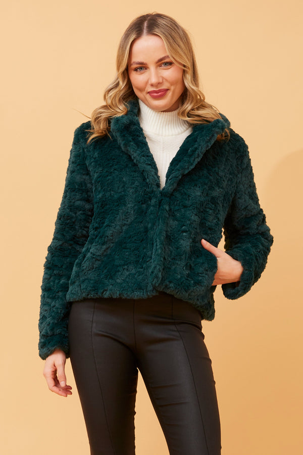 Caroline Morgan Crop Fur Jacket