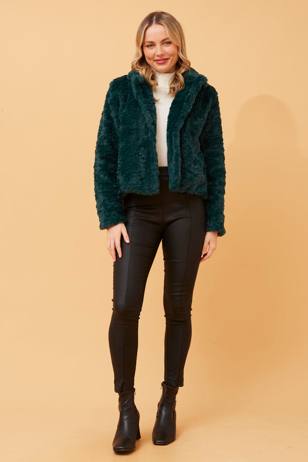 Caroline Morgan Crop Fur Jacket