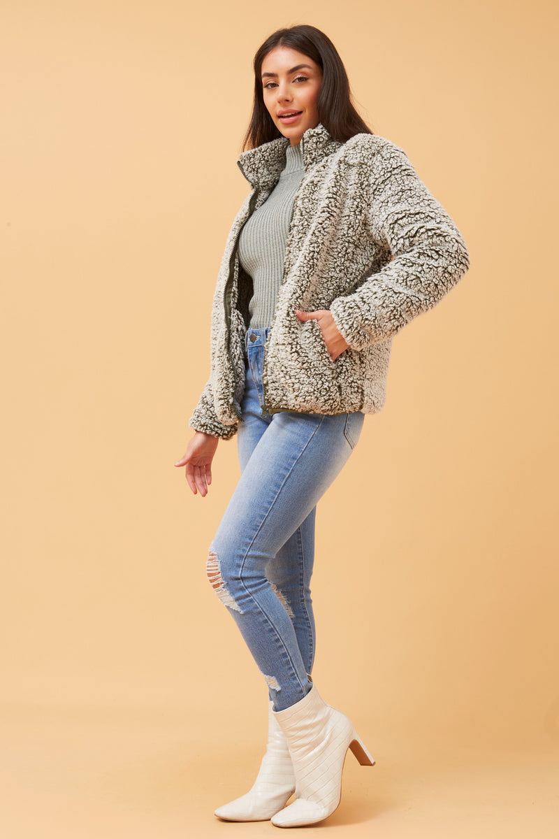 Caroline Morgan Faux Fur Teddy Jacket