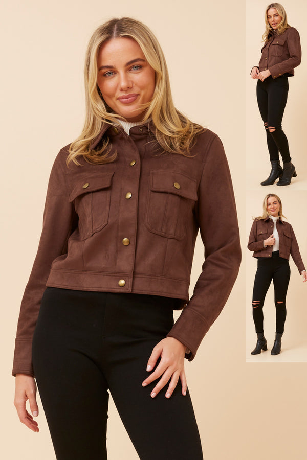 Caroline Morgan Crop Suede Jacket