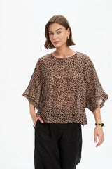 Tirelli Wide Sleeve Sheer Print Top