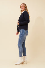 Caroline Morgan Gold Button Knit Cardigan