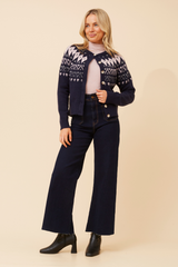 Caroline Morgan Jacquard Knit Cardigan