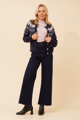 Caroline Morgan Jacquard Knit Cardigan