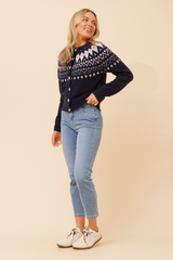Caroline Morgan Jacquard Knit Cardigan