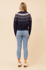 Caroline Morgan Jacquard Knit Cardigan