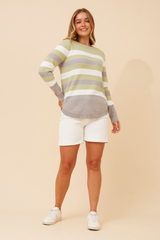 Caroline Morgan Stripe Print Knit Jumper