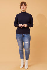 Caroline Morgan Polo Neck Ribbed Skivvy