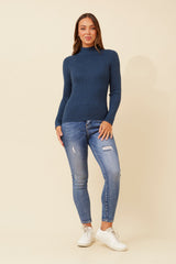 Caroline Morgan Polo Neck Ribbed Skivvy