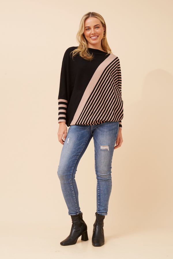 Caroline Morgan Stripe Knit Pullover