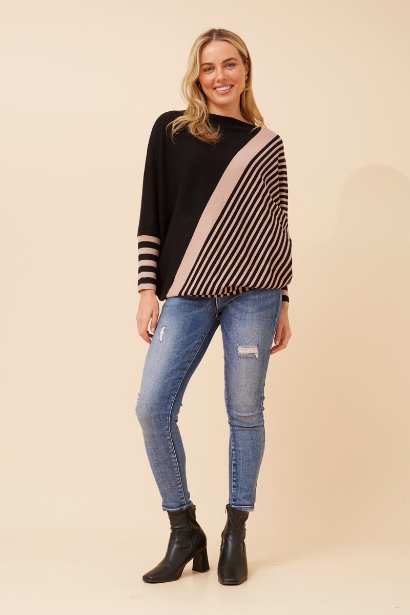 Caroline Morgan Stripe Knit Pullover