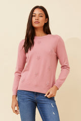 Caroline Morgan Floral Embellished Knit Jumper